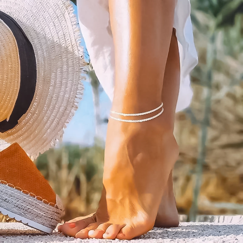 Tobillera Minimalista Doble Cadena | Tobillera Elegante Resistente y Atemporal (2x1)