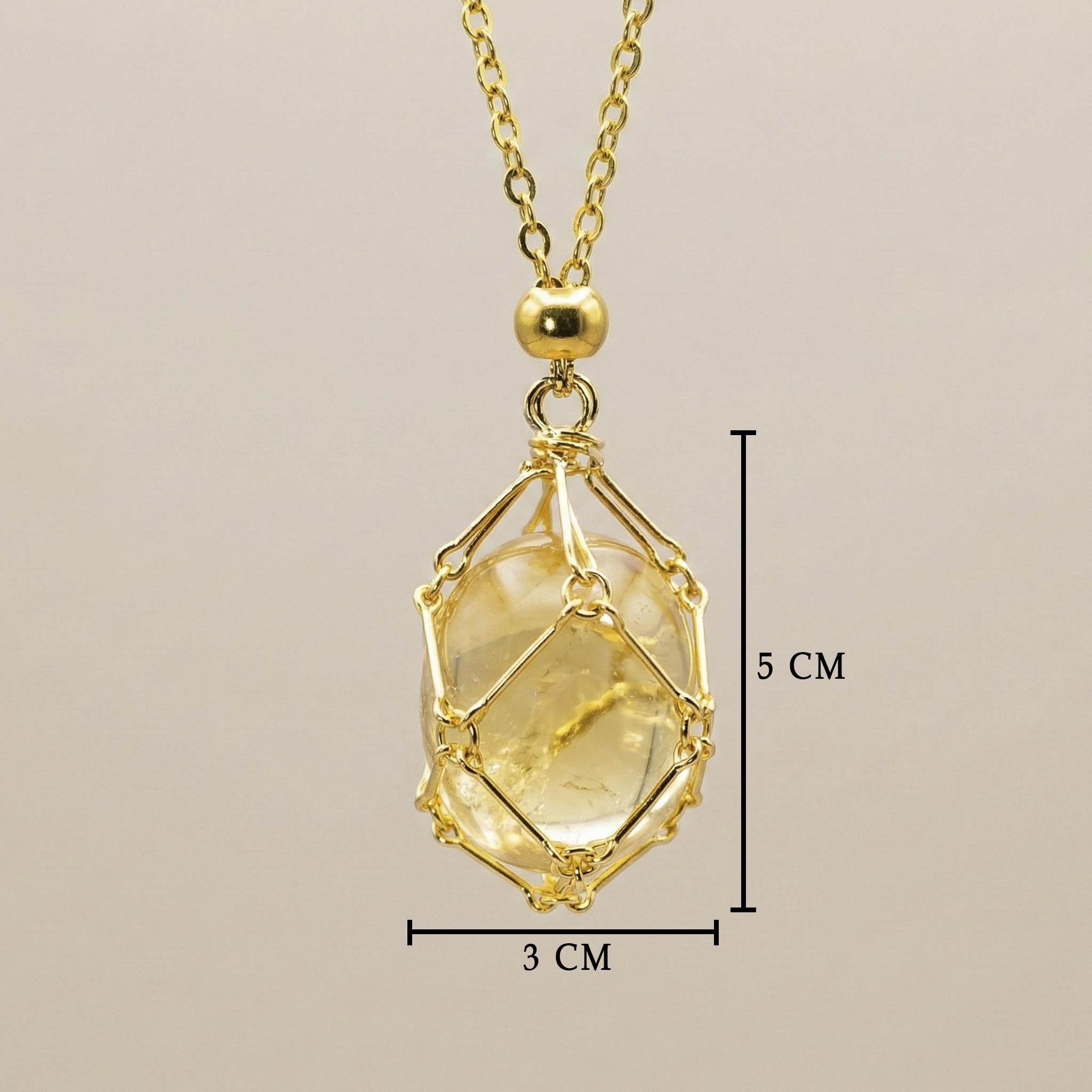 Colgante piedra natural en Jaula | Diseño Geométrico Minimalista de Acero Inoxidable