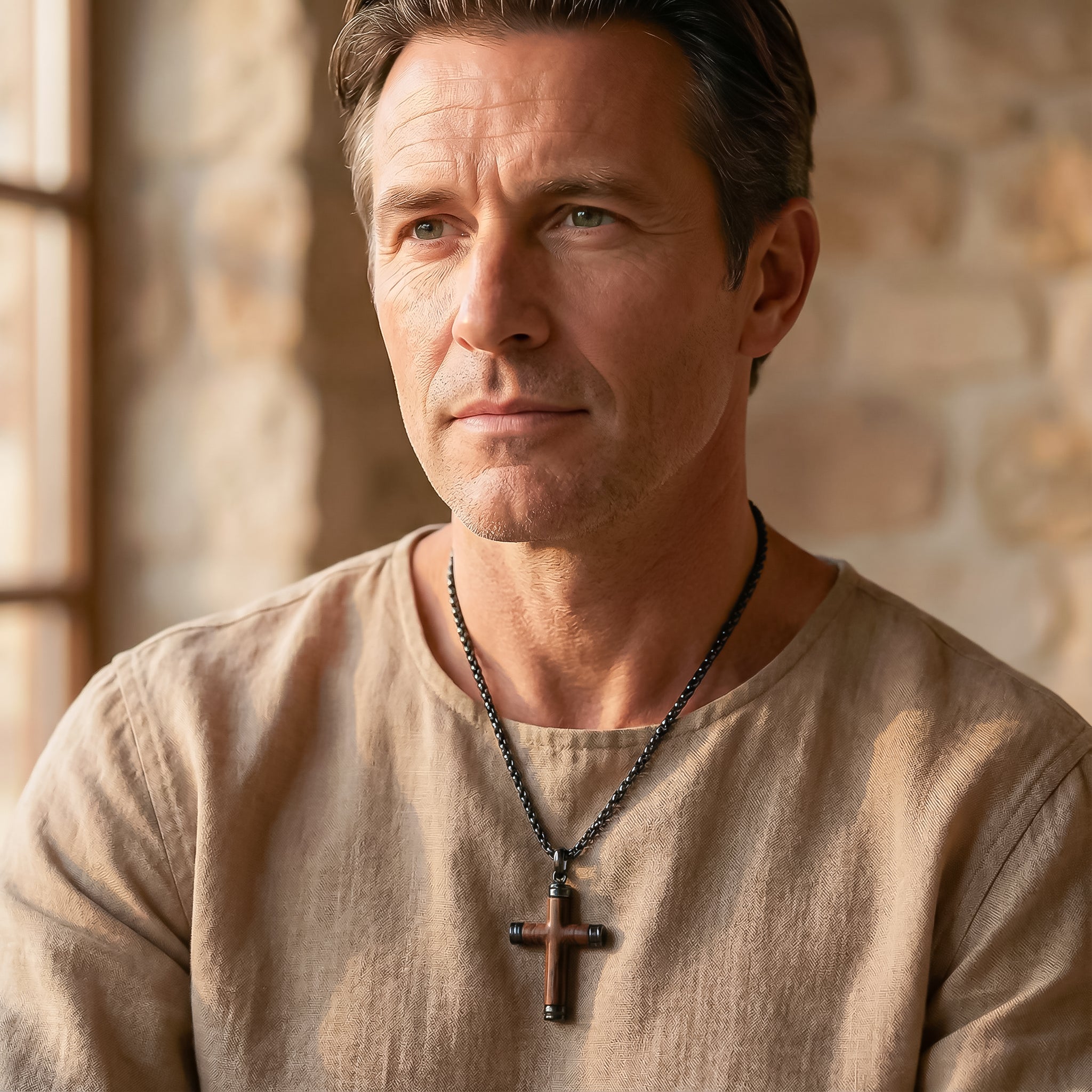 Colgante de Cruz de Madera Artesanal para Hombre | Regalo con Significado