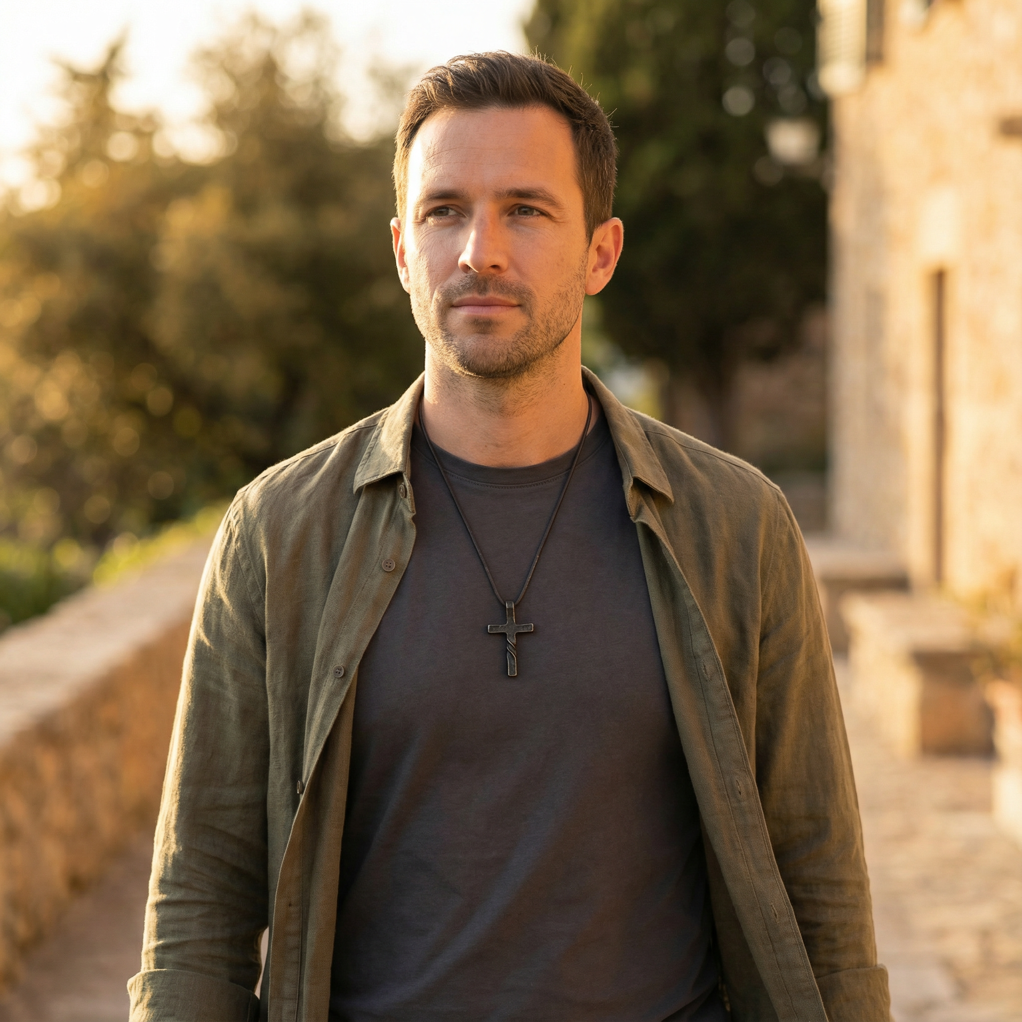 Colgante de Cruz trenzada Retro para Hombre | Acabado Martillado para regalar