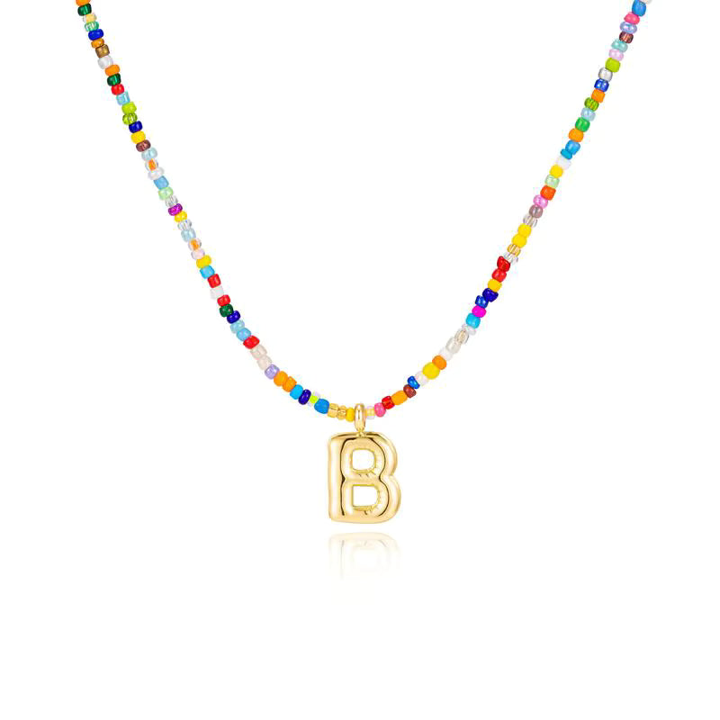 Colgante Inicial multicolor | Baño de Oro 18K y Personalizado Hecho a Mano