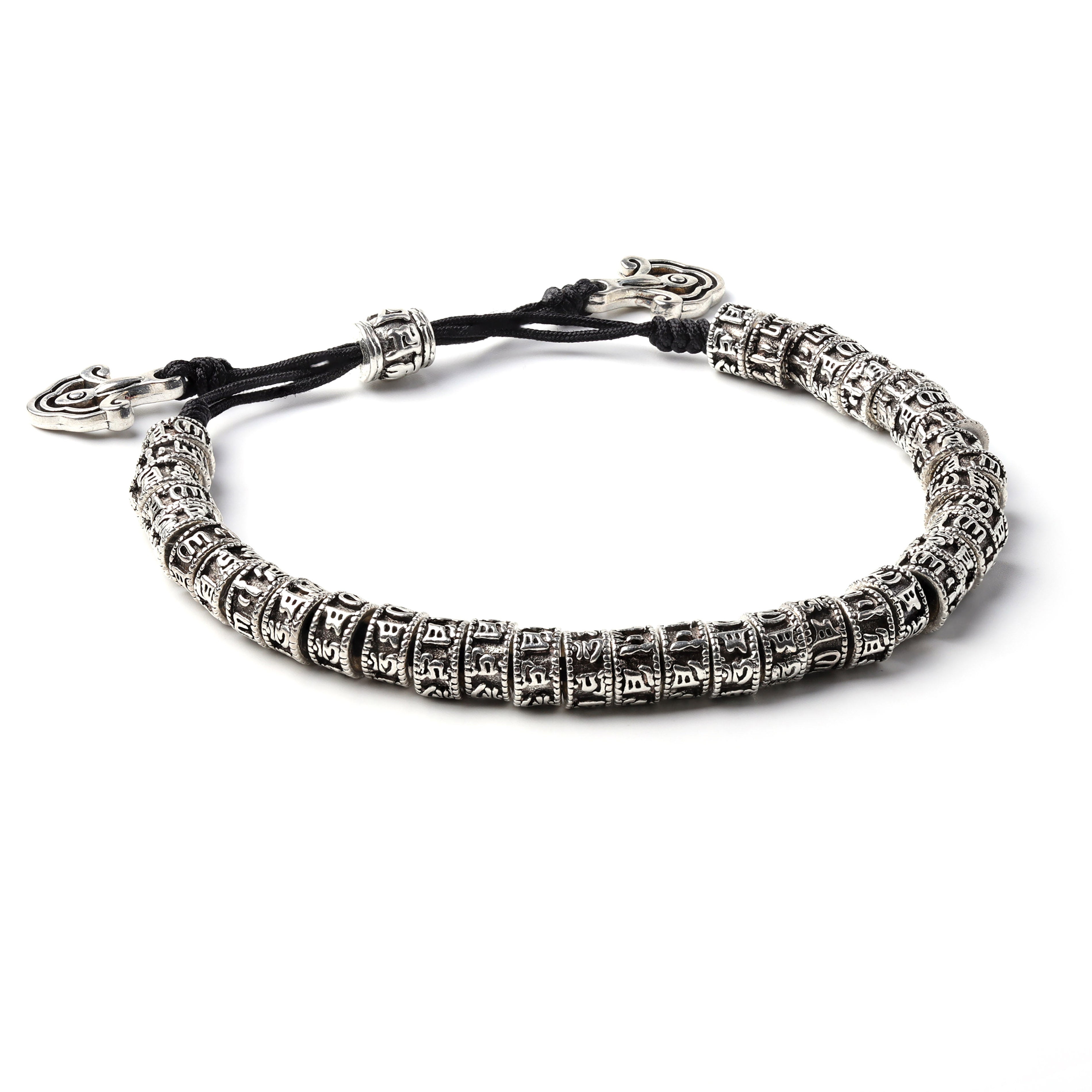 PULSERA OM MANI PADME HUM | Budista Tibetana con Cuentas de Plata | Protección y Energía Espiritual