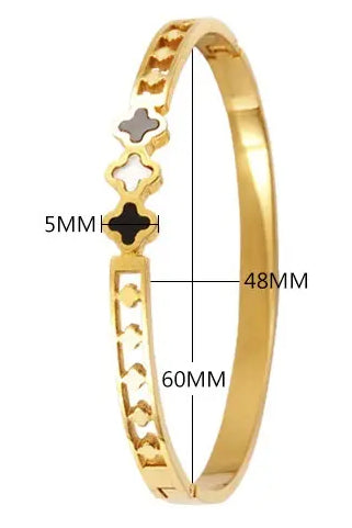 Pulsera con Tréboles Negros y Blancos | Pulsera Acero Inoxidable 18k