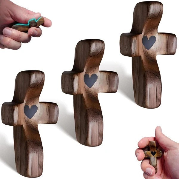 Set de 3 Cruces de Madera Decorativas | Símbolo con Significado | Para Hogar, Oficina o Regalo Especial