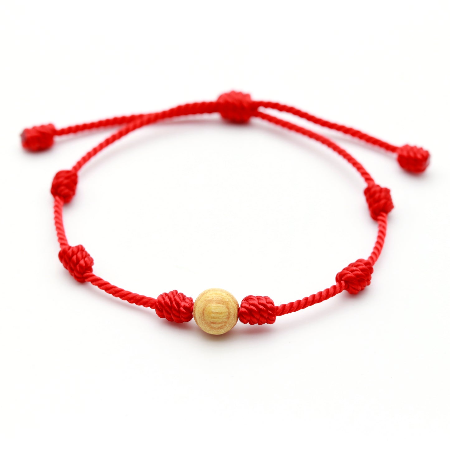 PULSERA 7 NUDOS CON CUENTA DE PALO SANTO (8 mm.)