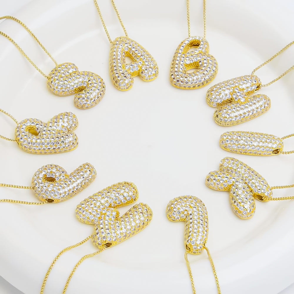 Colgante Bubble Inicial con circonita pavé