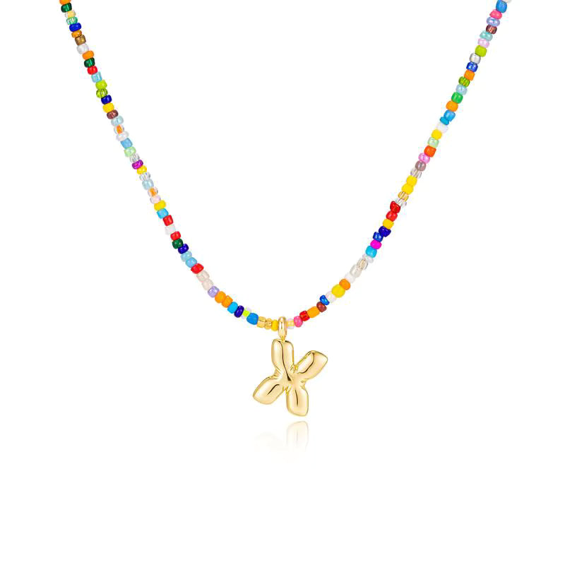 Colgante Inicial multicolor | Baño de Oro 18K y Personalizado Hecho a Mano