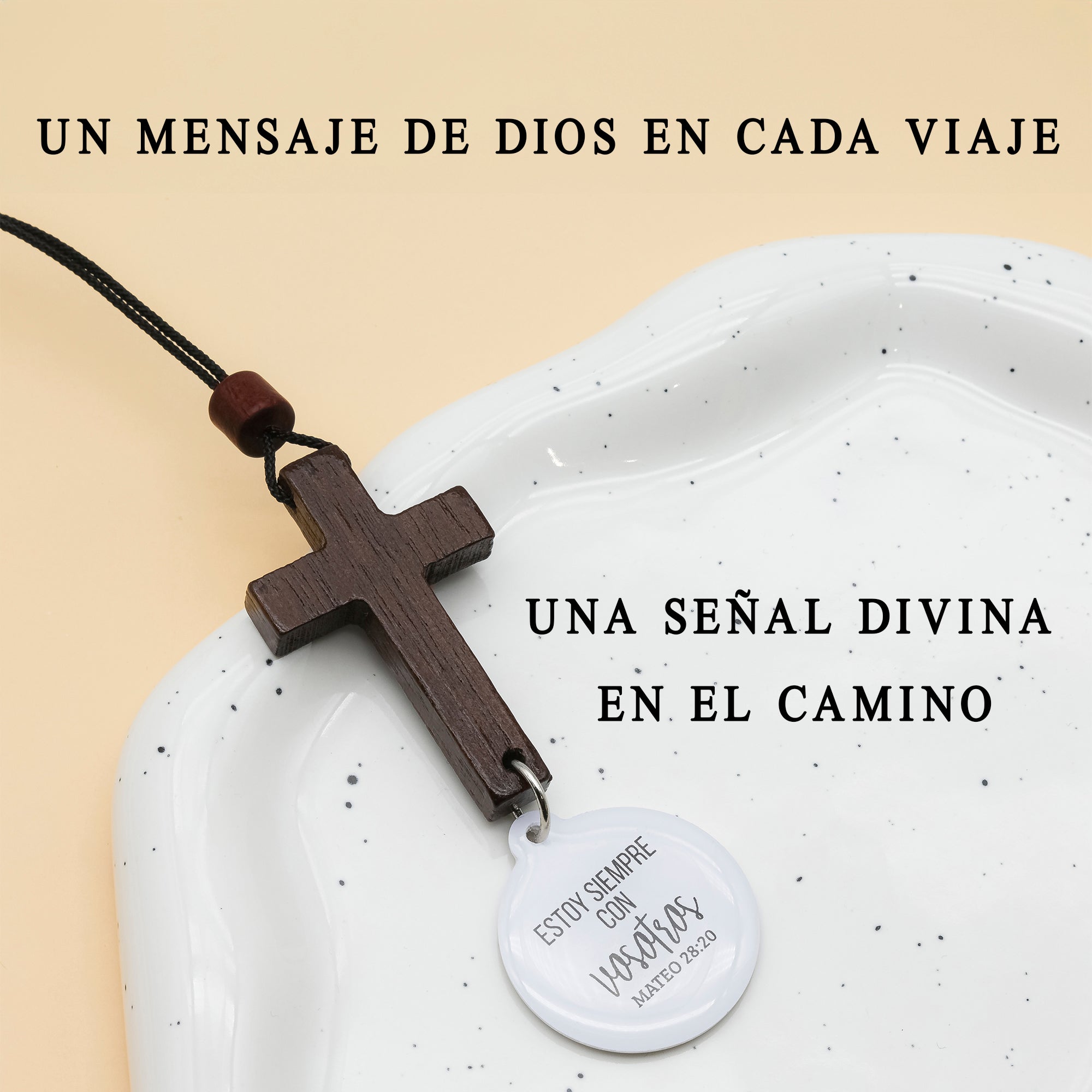 Cruz de Madera para coche con dispositivo NFC