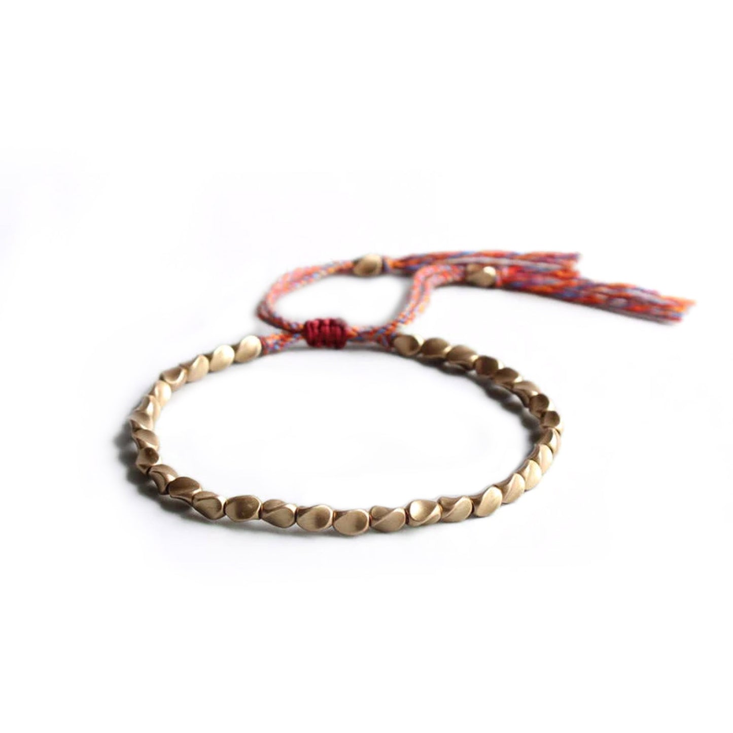 Handcrafted Tibetan Buddhist bracelet with vintage bronze charms