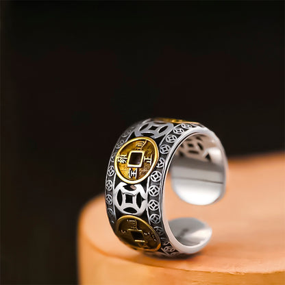 TIBETAN RING ROTATING RING WITH MANTRA "Om Mani Padme Hum"