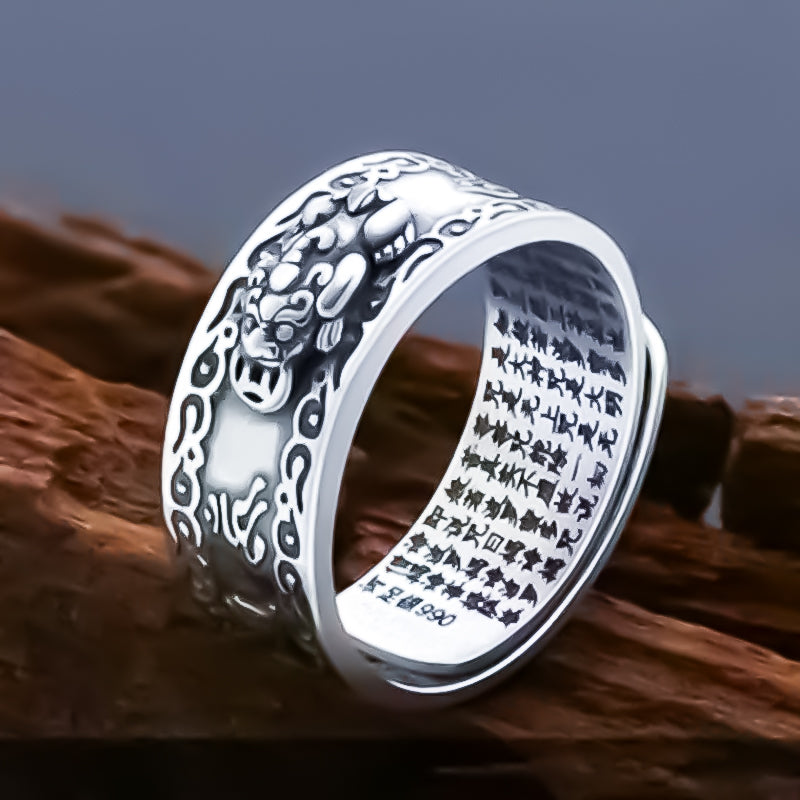 TIBETAN RING ROTATING RING WITH MANTRA "Om Mani Padme Hum"