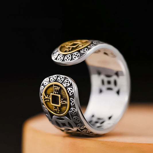 TIBETAN RING ROTATING RING WITH MANTRA "Om Mani Padme Hum"