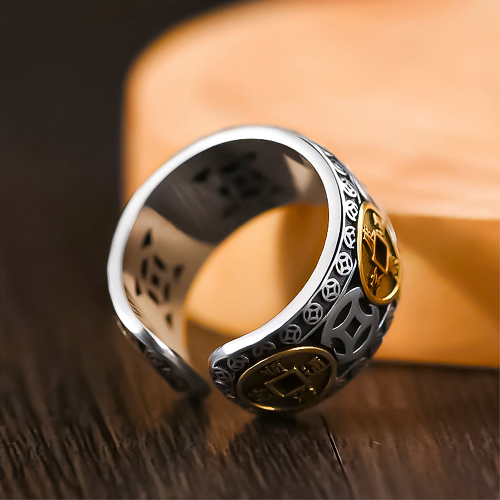 TIBETAN RING ROTATING RING WITH MANTRA "Om Mani Padme Hum"