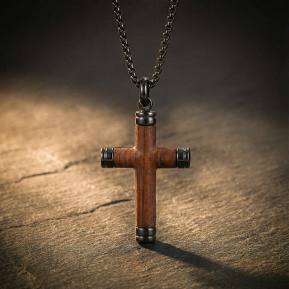 Colgante de Cruz de Madera Artesanal para Hombre | Regalo con Significado