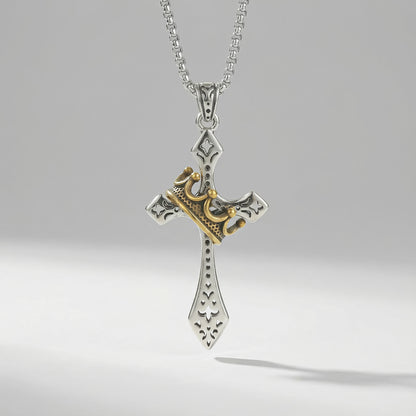 Colgante Cruz con corona imperial | Elegancia Espiritual, Un Emblema de Fe.