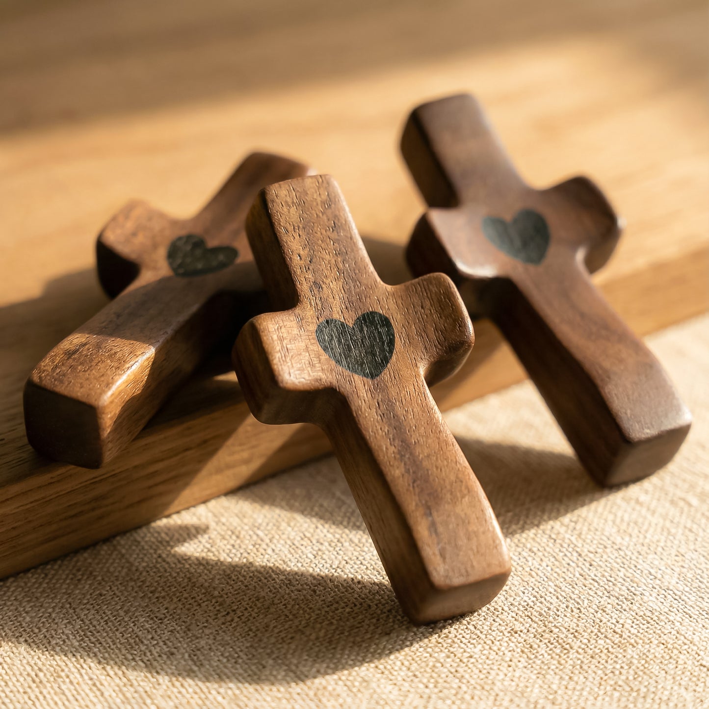 Set de 3 Cruces de Madera Decorativas | Símbolo con Significado | Para Hogar, Oficina o Regalo Especial