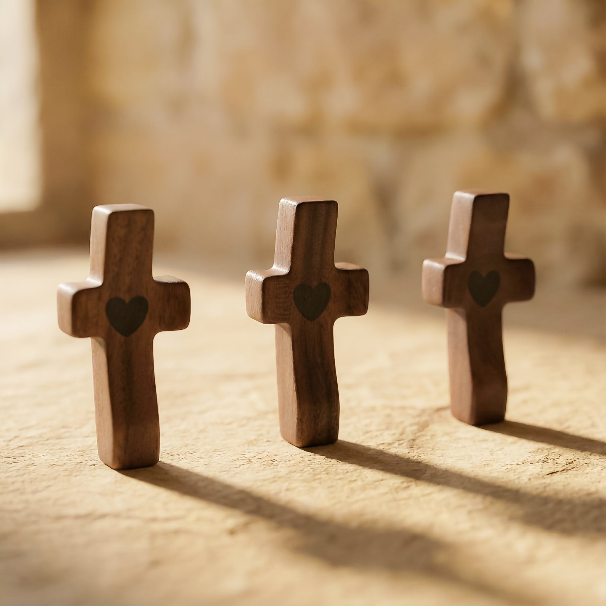 Set de 3 Cruces de Madera Decorativas | Símbolo con Significado | Para Hogar, Oficina o Regalo Especial