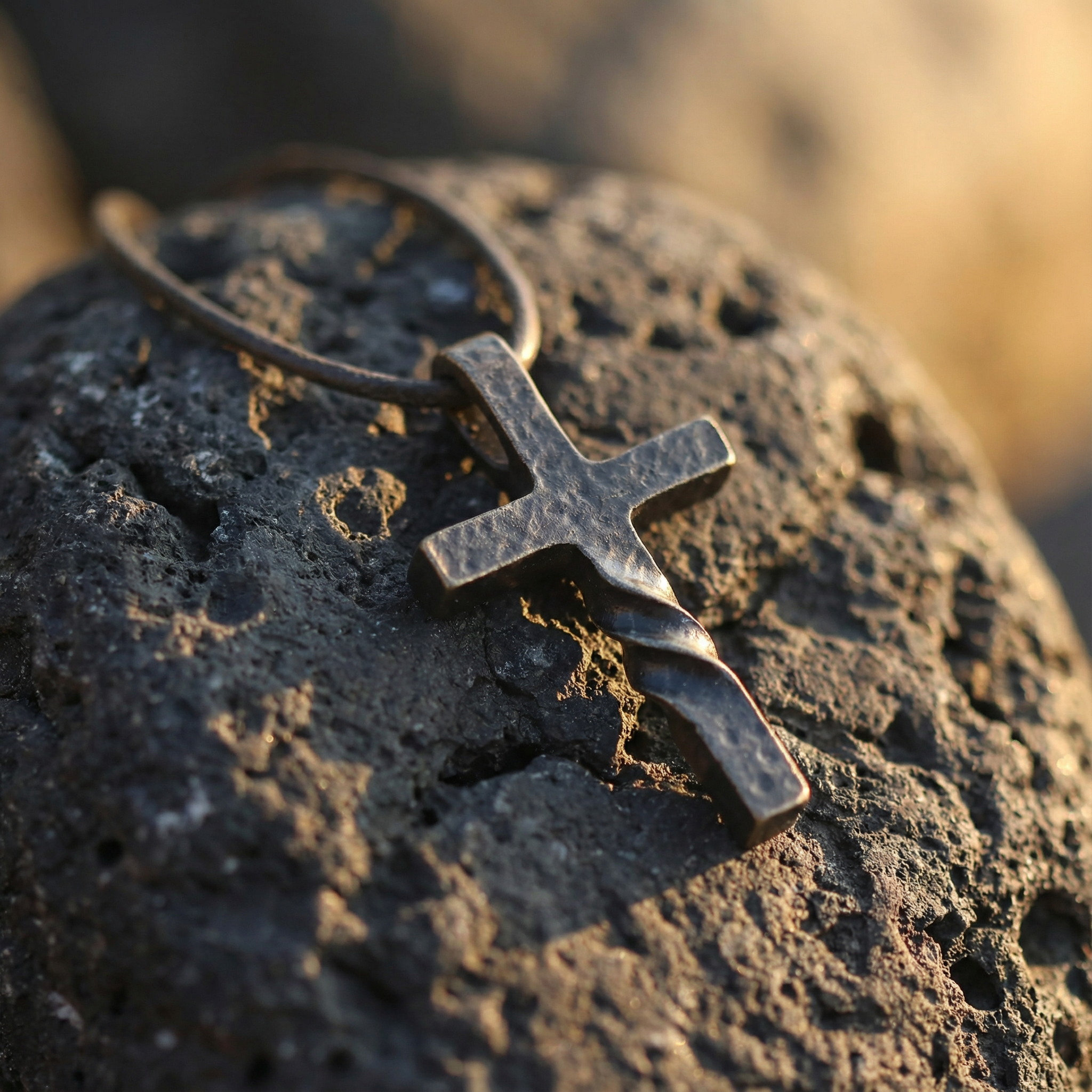 Colgante de Cruz  trenzada Retro para Hombre | Acabado Martillado para regalar