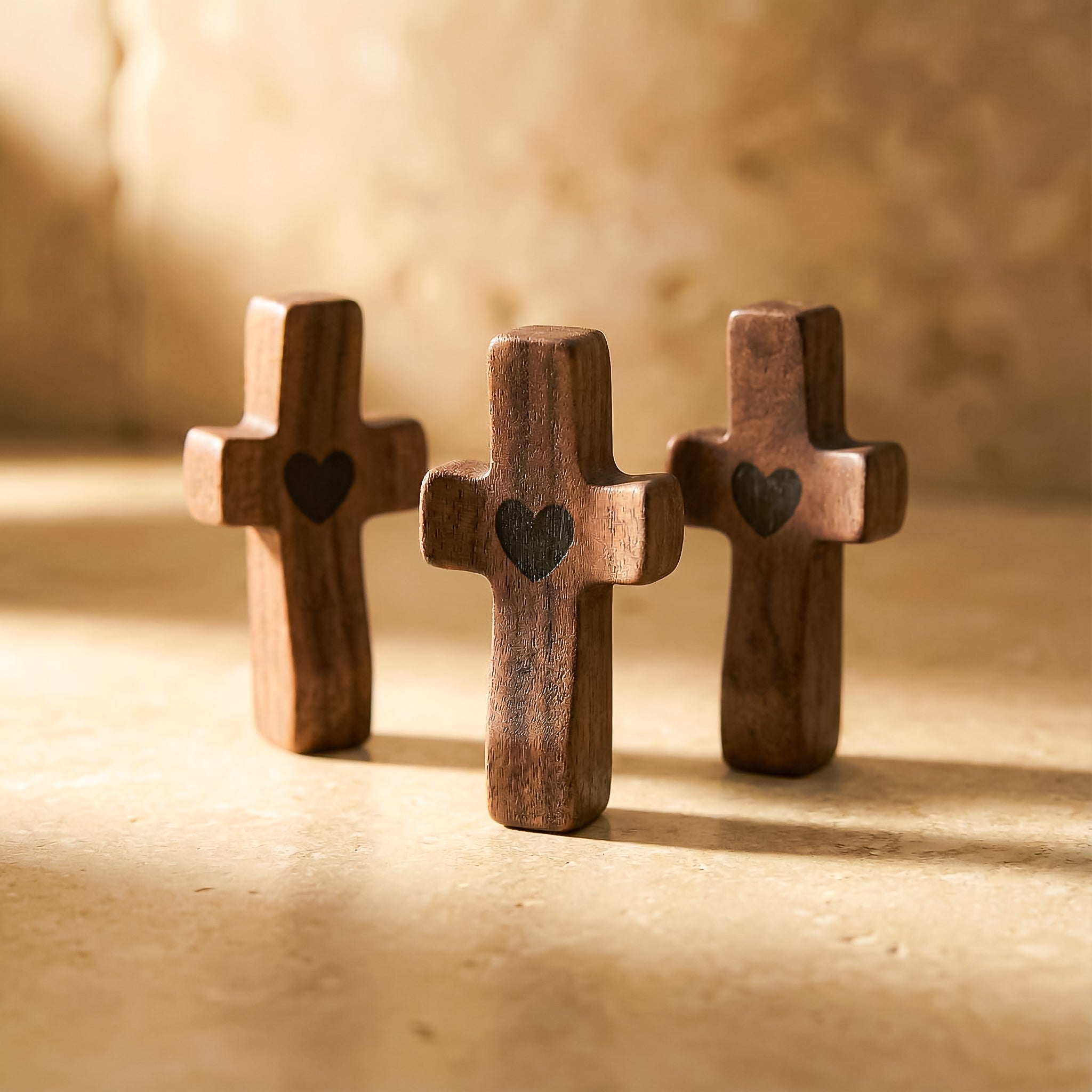 Set de 3 Cruces de Madera Decorativas | Símbolo con Significado | Para Hogar, Oficina o Regalo Especial