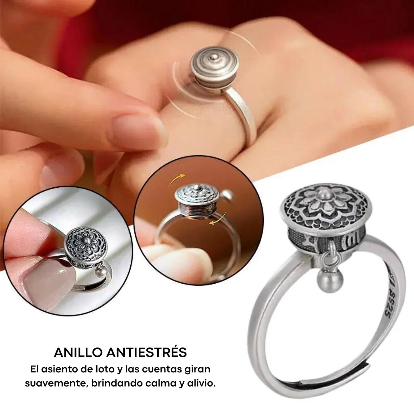 MANDALA FLOWER RING · TIBETAN ROTATING RING