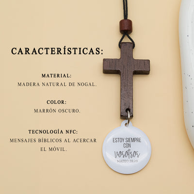 Cruz de Madera para coche con dispositivo NFC