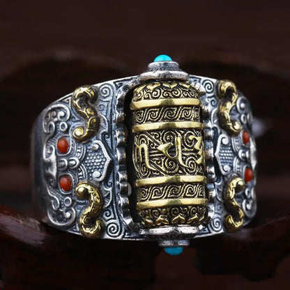 TIBETAN RING LUCKY ROTATING RING