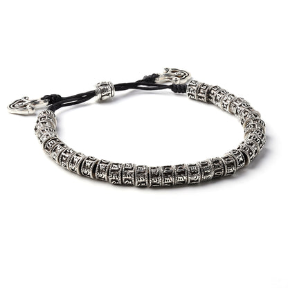 CUENTAS DE PLATA - Pulsera tibetana artesanal con el mantra: "Om Mani Padme Hum"