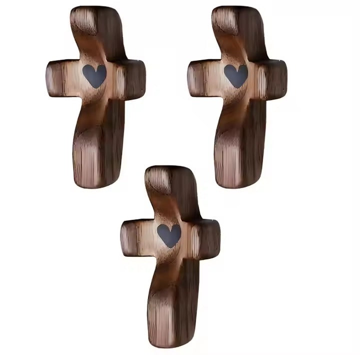Set de 3 Cruces de Madera Decorativas | Símbolo con Significado | Para Hogar, Oficina o Regalo Especial