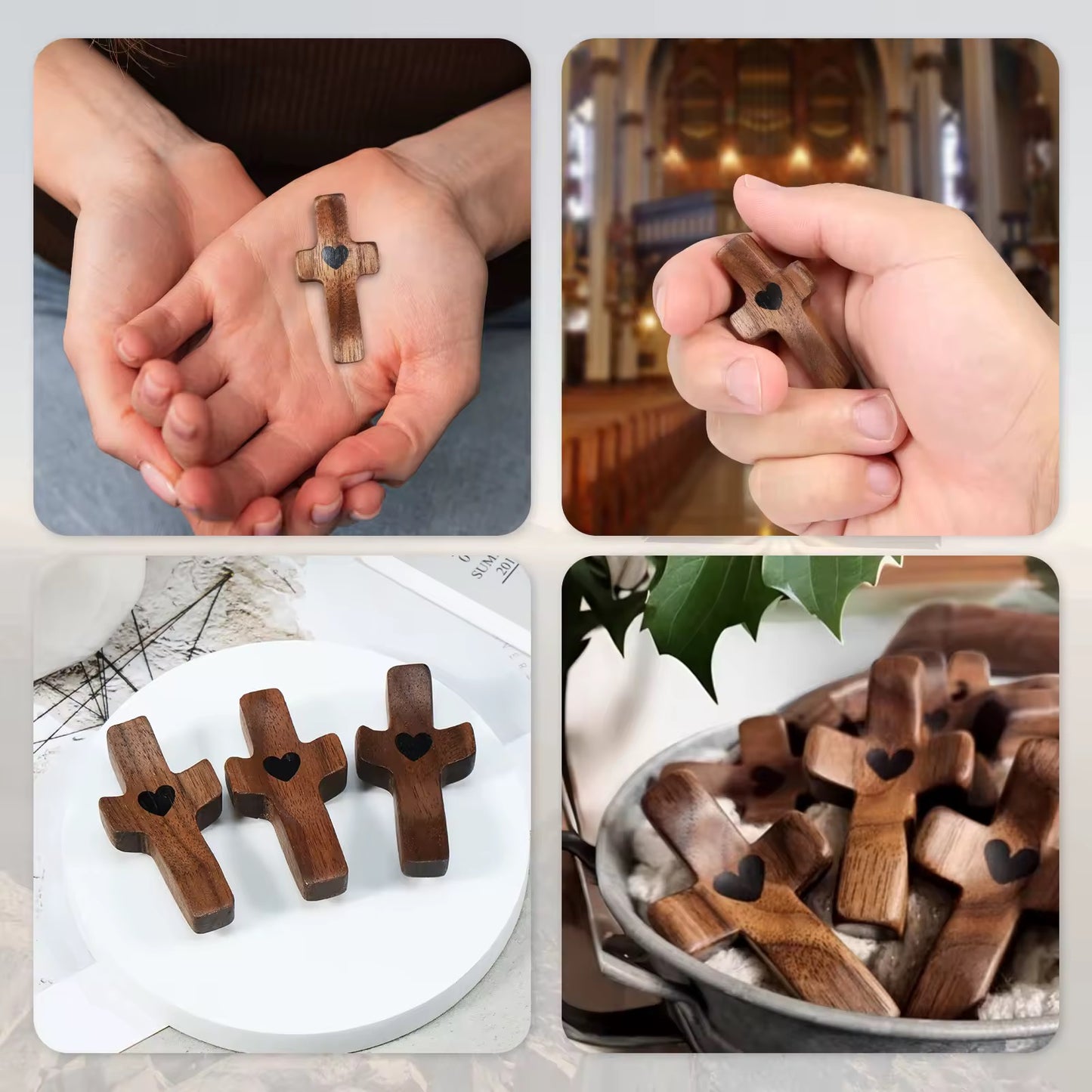 Set de 3 Cruces de Madera Decorativas | Símbolo con Significado | Para Hogar, Oficina o Regalo Especial