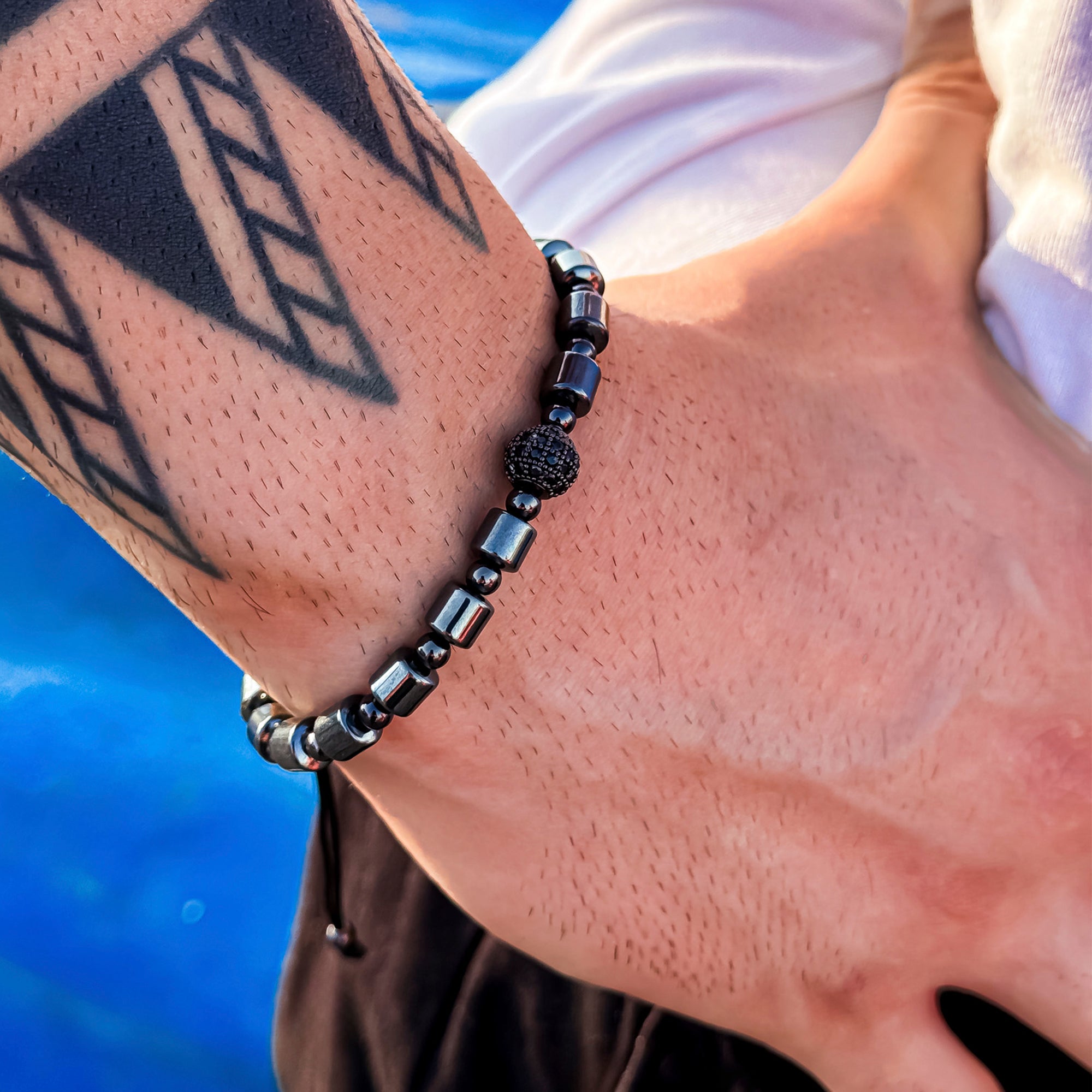 Bracelet Shamballa de Hematita, Natural Stone, Bracelet Man