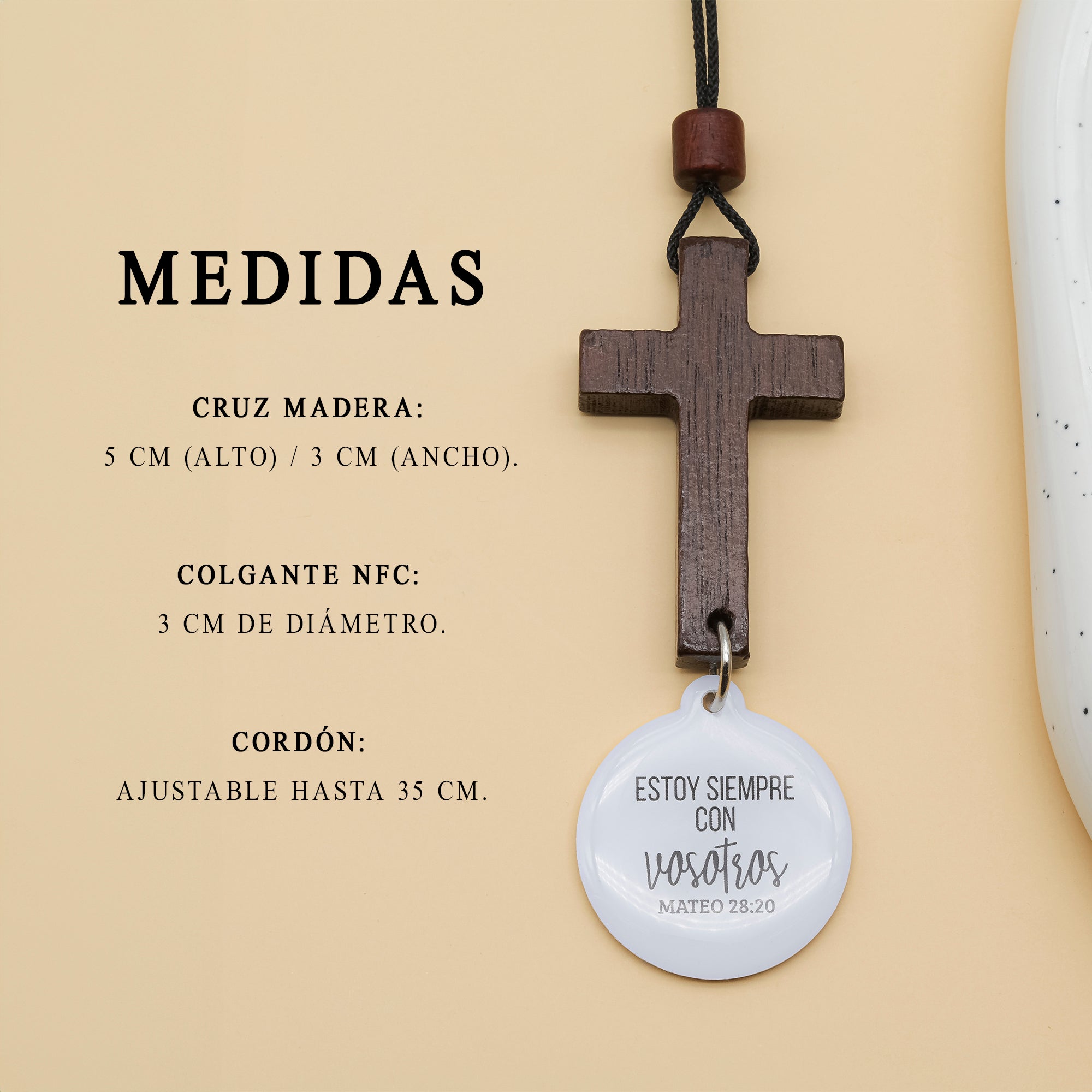 Cruz de Madera para coche con dispositivo NFC