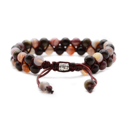 AGATE AND GOLDEN OBSIDIAN BRACELET (BOHO STYLE) - Healing natural stone bracelet