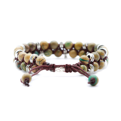 PULSERA JASPE OCÉANO (ESTILO BOHO) - Pulsera de piedra natural curativa