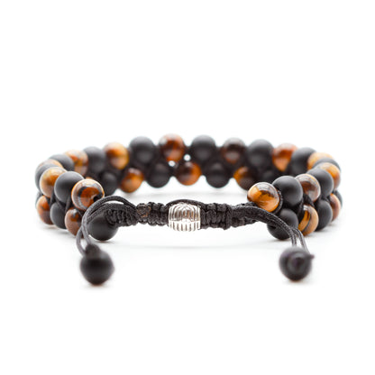 TIGER EYE BRACELET WITH ONYX (BOHO STYLE) - Healing natural stone bracelet