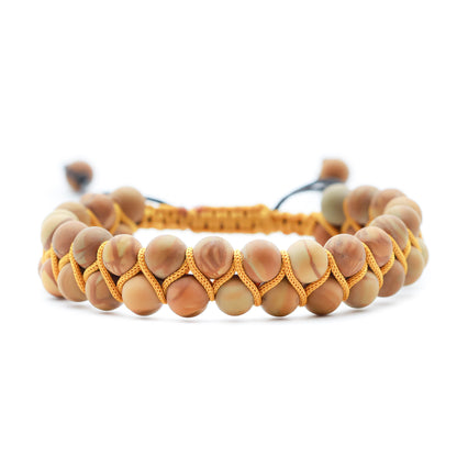 PULSERA JASPE MADERA MATE (ESTILO BOHO) - Pulsera de piedra natural curativa