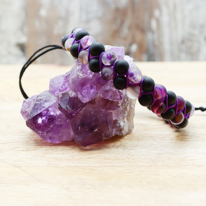 PULSERA ÁGATA CON ÓNIX (ESTILO BOHO) - Pulsera de piedra natural curativa