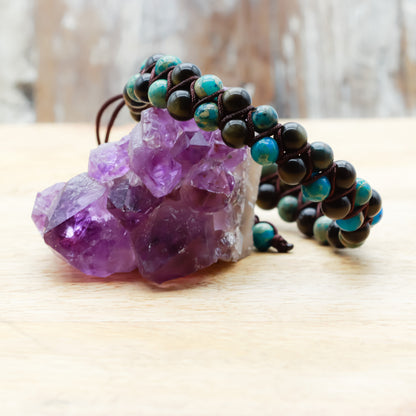 PULSERA JASPE Y OBSIDIANA DORADA (ESTILO BOHO) - Pulsera de piedra natural curativa