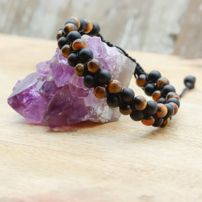 PULSERA OJO DE TIGRE CON ÓNIX (ESTILO BOHO) - Pulsera de piedra natural curativa