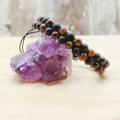 PULSERA OJO DE TIGRE CON ÓNIX (ESTILO BOHO) - Pulsera de piedra natural curativa