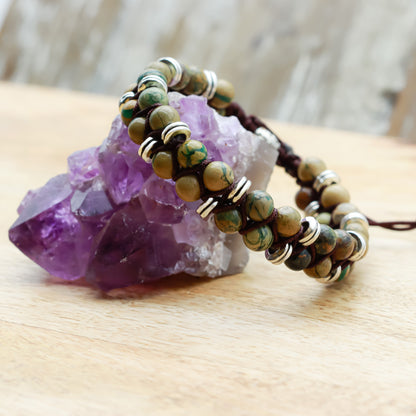 PULSERA JASPE OCÉANO (ESTILO BOHO) - Pulsera de piedra natural curativa