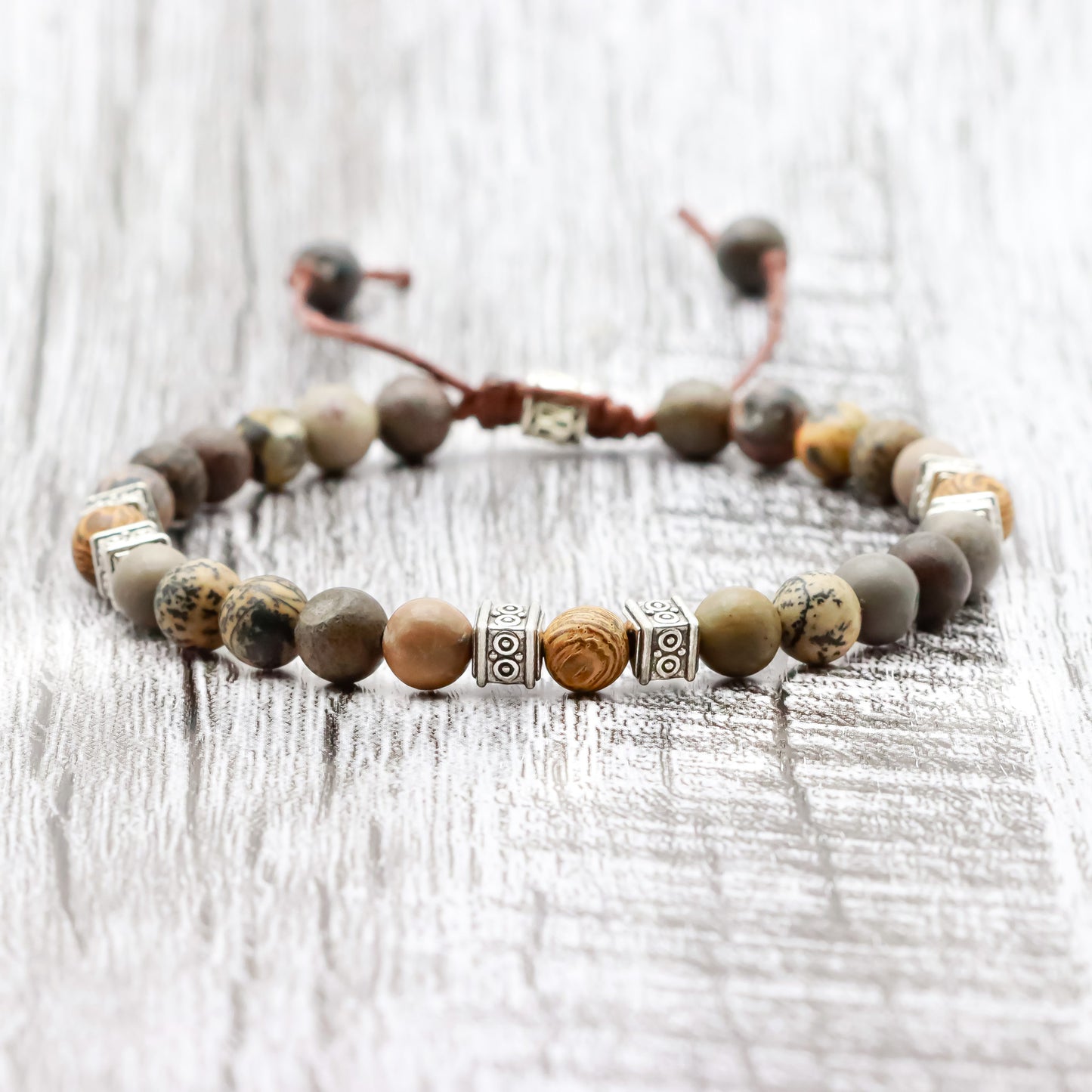 MATTE PICASSO JASPER BRACELET (BOHO STYLE) - Healing natural stone bracelet