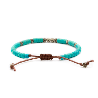 TURQUOISE BRACELET WITH GOLDEN BRASS CHARMS (BOHO STYLE) - Healing natural stone bracelet