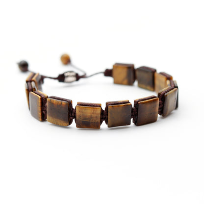 MINIMALIST SHAMBALA BRACELET · TIGER EYE (BOHO STYLE) - Healing natural stone bracelet