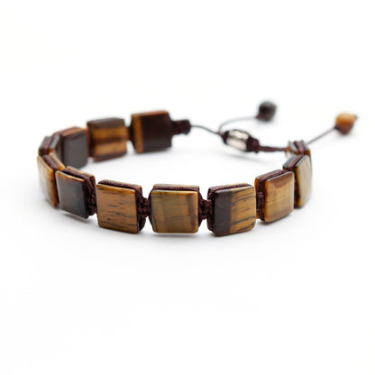 MINIMALIST SHAMBALA BRACELET · TIGER EYE (BOHO STYLE) - Healing natural stone bracelet