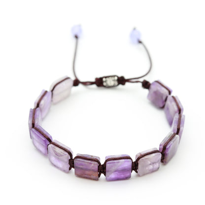 MINIMALIST SHAMBALA BRACELET · AMETHYST (BOHO STYLE) - Healing natural stone bracelet