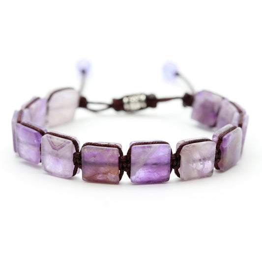 MINIMALIST SHAMBALA BRACELET · AMETHYST (BOHO STYLE) - Healing natural stone bracelet