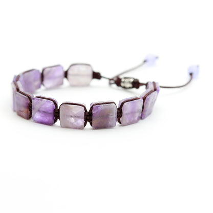 MINIMALIST SHAMBALA BRACELET · AMETHYST (BOHO STYLE) - Healing natural stone bracelet