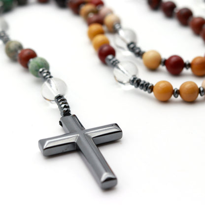 JASPER, HEMATITE AND QUARTZ ROSARY 