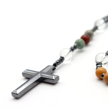 JASPER, HEMATITE AND QUARTZ ROSARY 