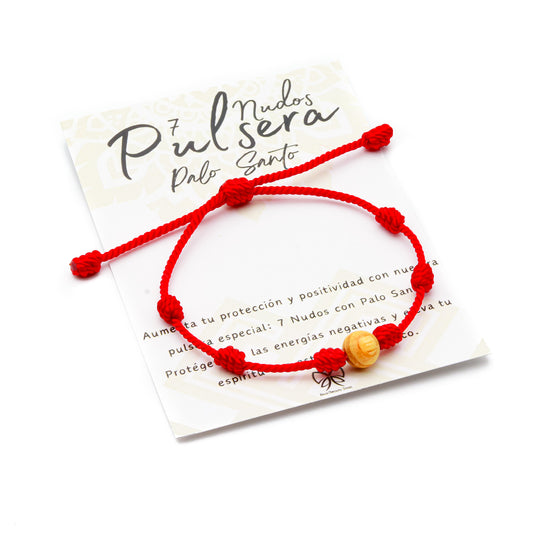 SET PULSERAS 7 NUDOS CON CUENTA DE PALO SANTO